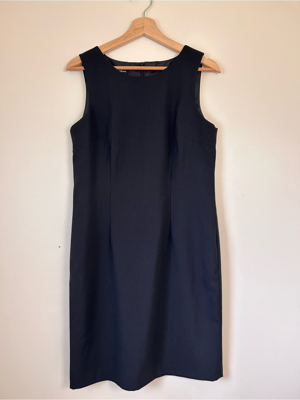 Mario Serrani Black Matte Sleeveless Midi Sheath Dress | Size 8
